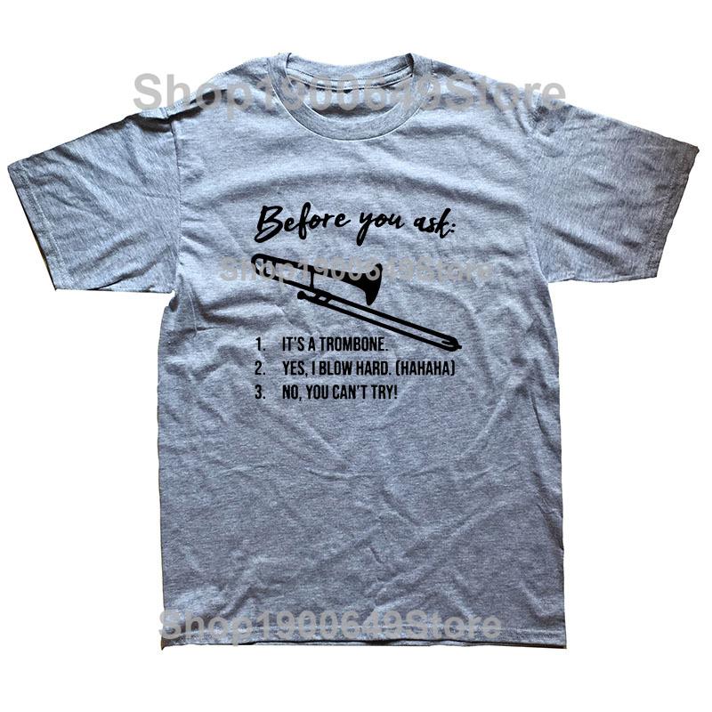 Summer I Play The Trombone Music Lover Trombone Heartbeat TShirt Men New Short Sleeve T Shirt Cotton Men Funny