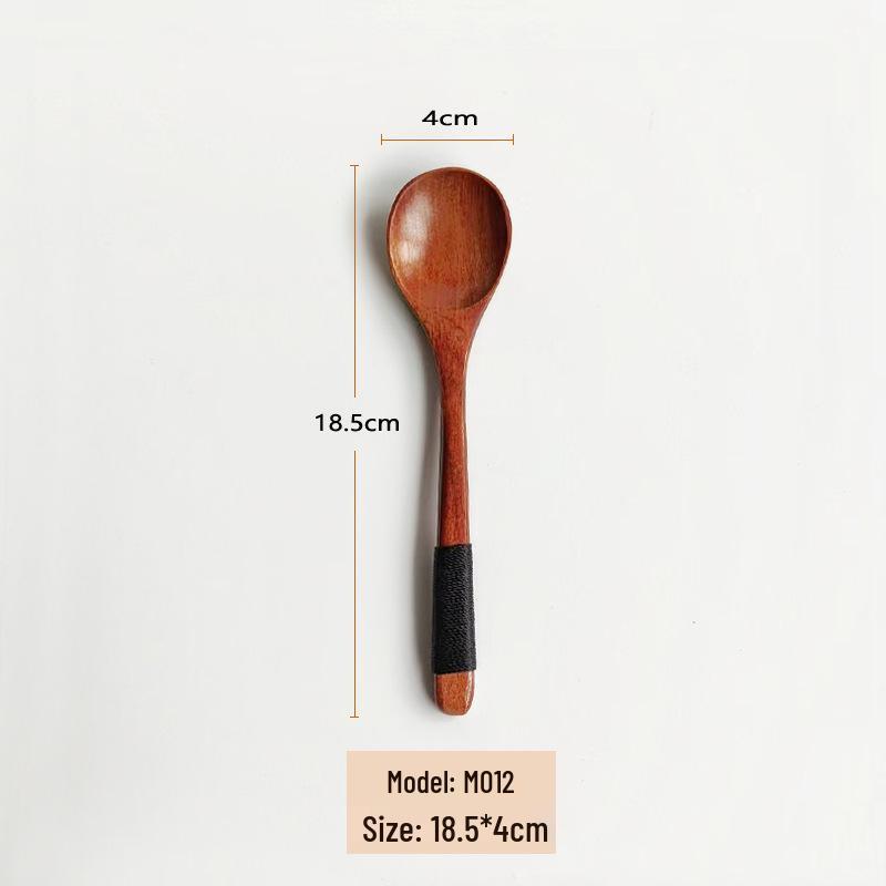Camphor Wood Japanese Spoon Set: Long Handle, Solid Wood for Soup, Rice, Tea, and Seasoning.