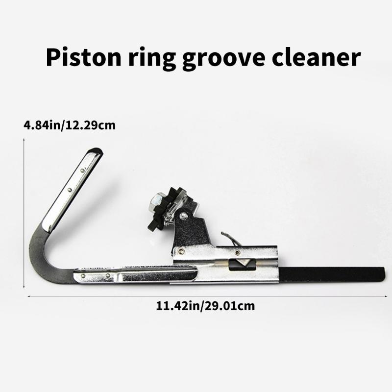 Piston Rings Grooves Cleaning Tool, Long Handle Manual Device with Adjustable Cutters and Metal Cutting Pieces for Motorcycle Maintenance