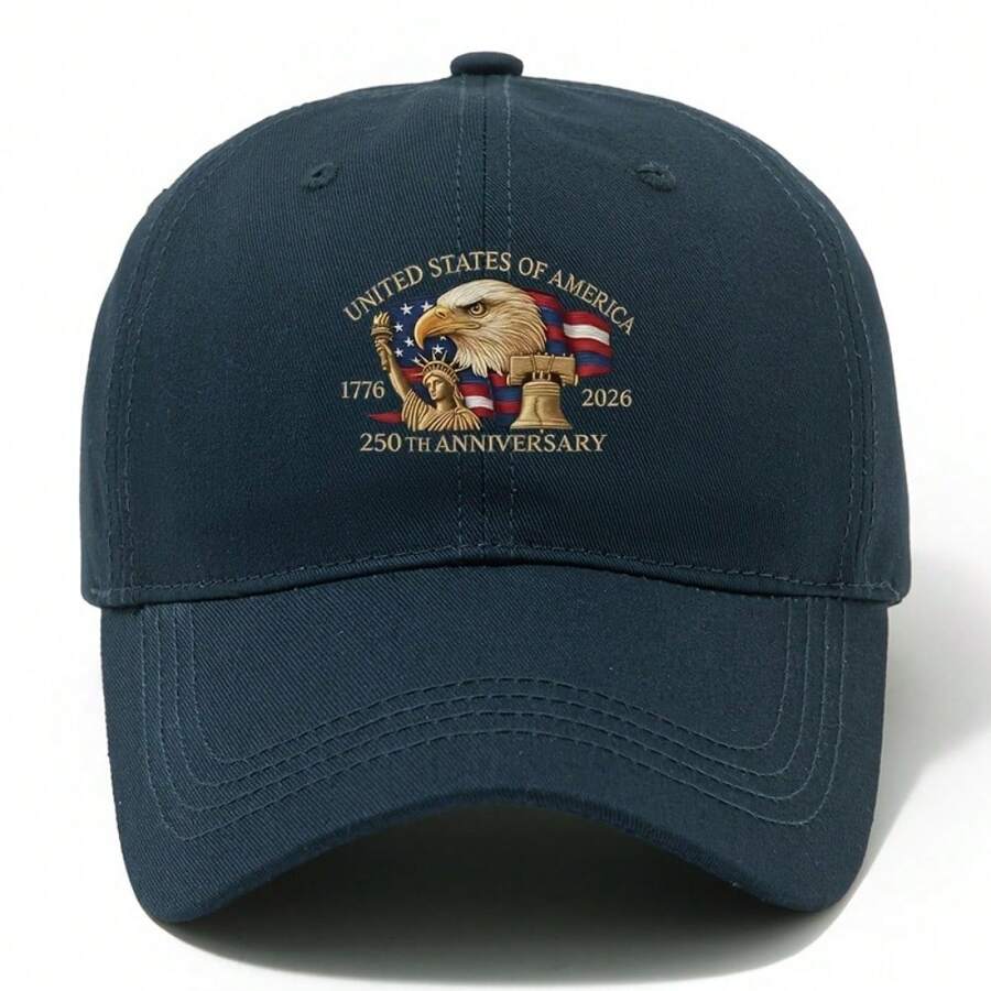 Unisex Polyester Baseball Cap With USA 250th Anniversary Eagle Print For Outdoor Travel Camping