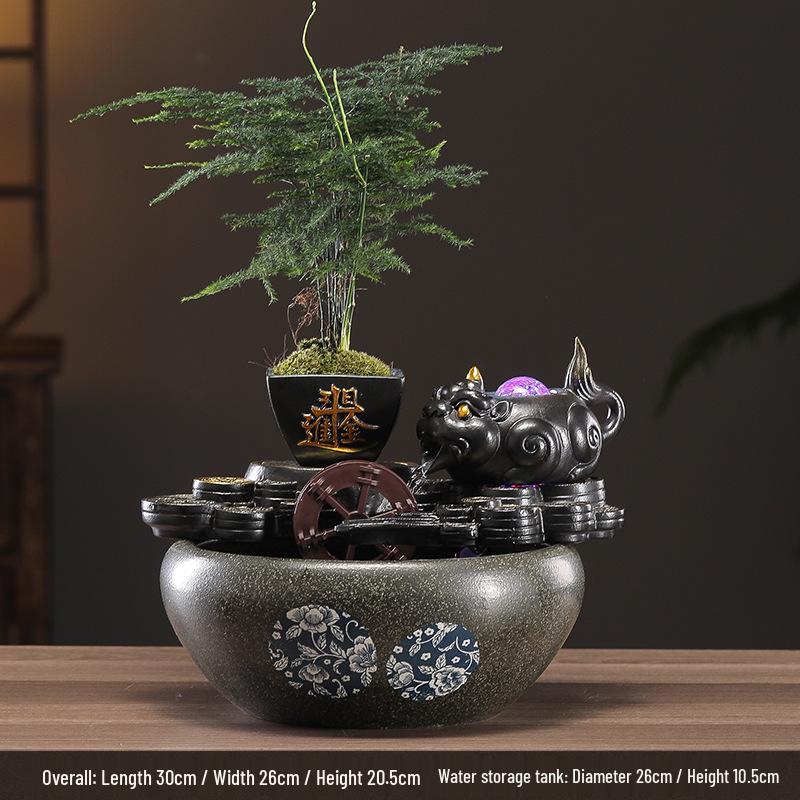 Auspicious Pixiu Water Wheel Ornament for Office or Home Decor