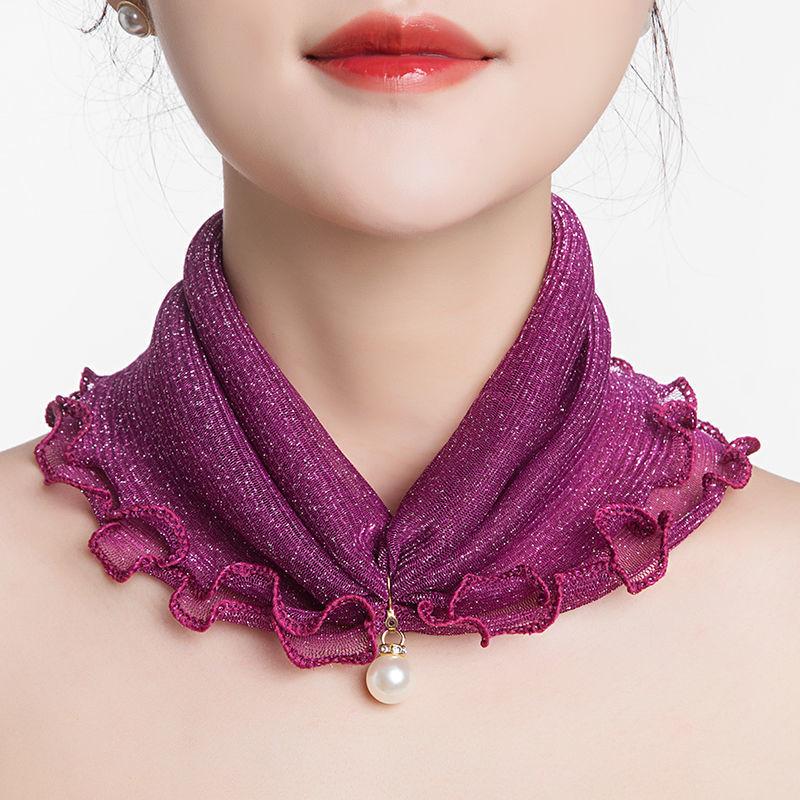 Women's Sunscreen Neck Cover Veil Neck Protection Scarf Summer Thin Ruffled Edge Scarf