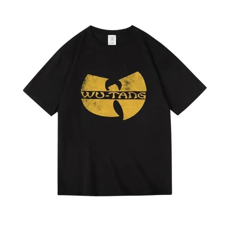 Винтажная стираная хип-хоп оверсайз футболка с коротким рукавом Wu-Tang Clan  Classic W Logo 4XL