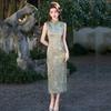 Green national style new Chinese sleeveless long improved cheongsam 1011 new femininity retro slim waist summer