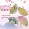 Bamboo Folding Fan, Green Smile Design, Women’s Elegant Dance Fan, Perfect Student Gift
