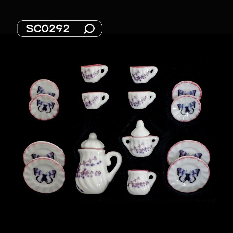 Puppenhauszubehör 1/12 Küche Miniatur 15 Stück Mini Porzellan Blume Teetasse Set Puppenhaus Dekor Simulation Puppenhaus Dekoratives Zubehör