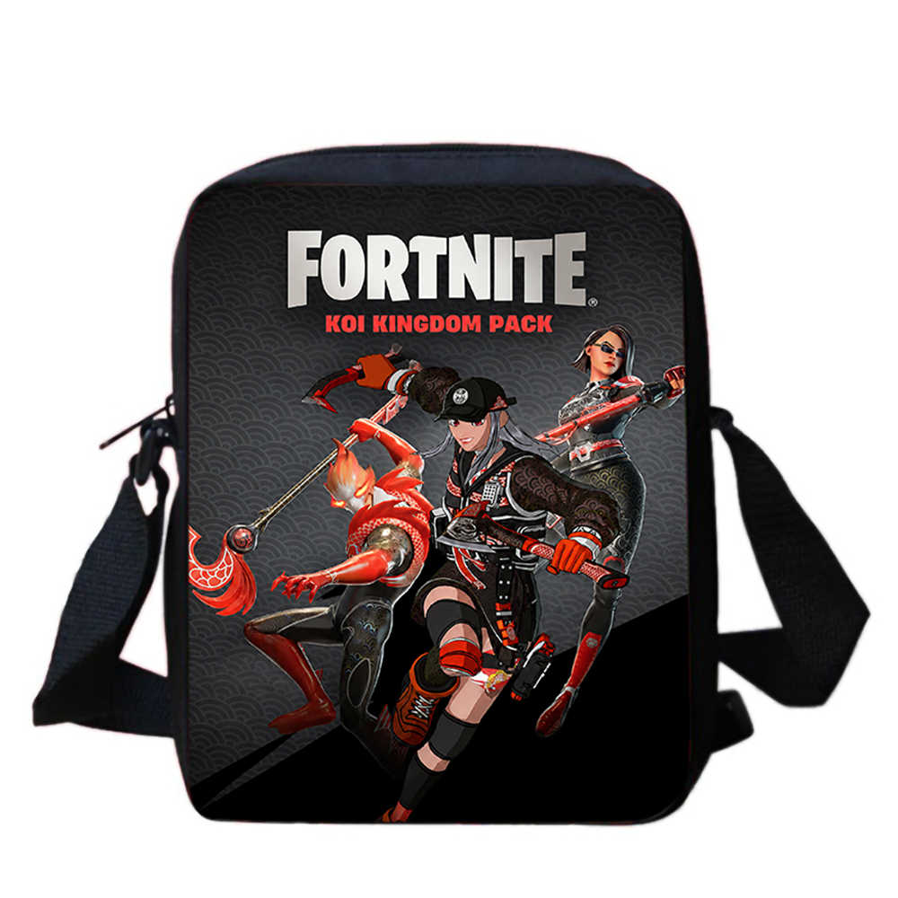 Cute Fortnite Cartoon Shoulder Crossbody Bag, Unisex Kids Aged 6-14 Portable Printed Small Bag for Daily School Travel Use