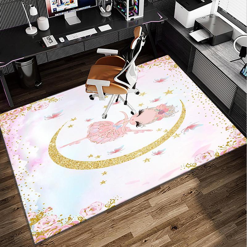Dancing Ballerina In Pink Office Rug Chair Mat, Entryway Carpet, Suitable for Front Door, Bedroom, Living Room, Desk, Holiday Gift