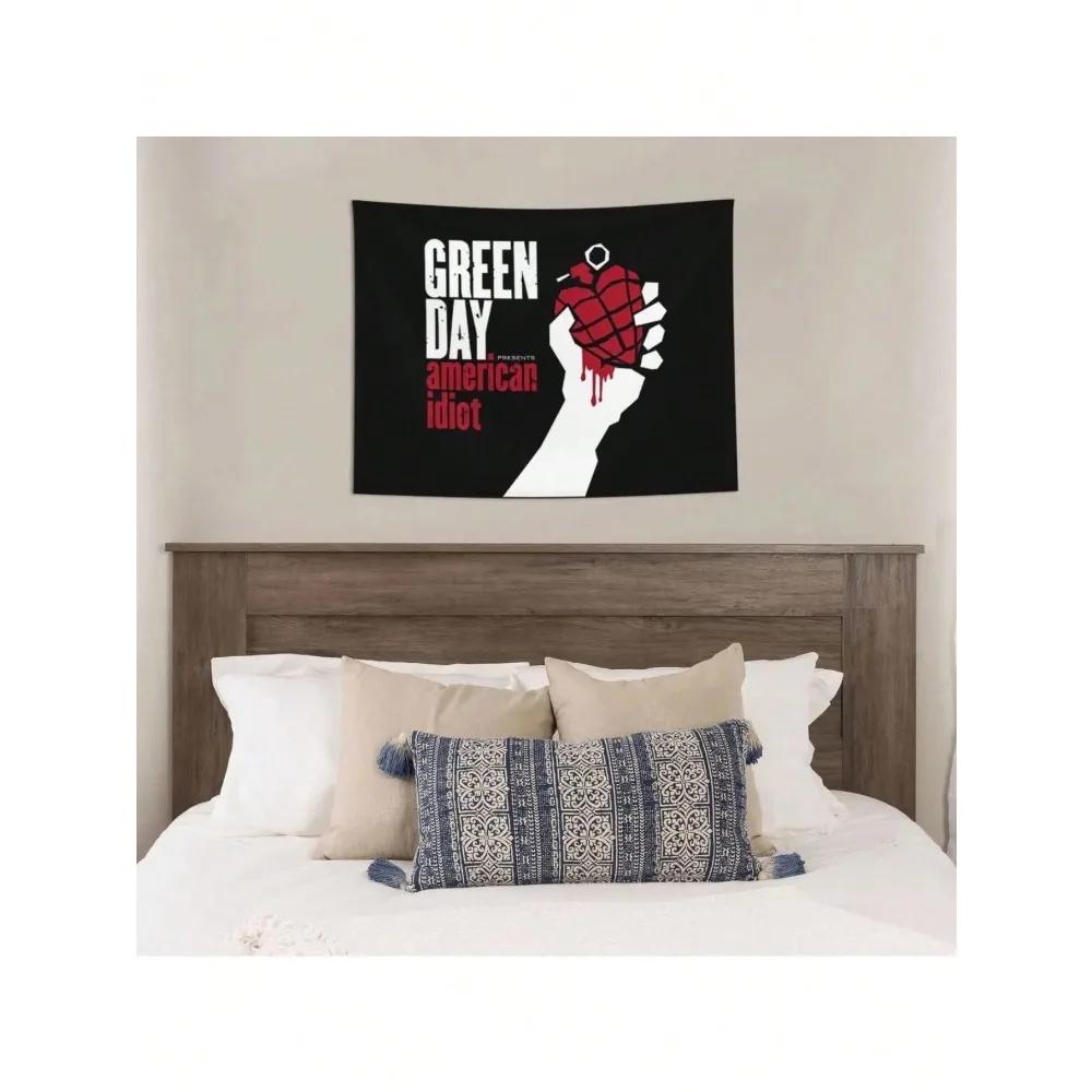 Green Day American Idiot Punk Rock Gobelin Jednostronny Druk 2D Stylowy Dekoracja Sypialni Pokoju Studenckiego Salonu Akcesorium Prezent