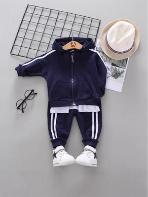 Spring 2026 Kids' Fashion Letter Hoodie Set - Unisex Casual Two-Piece Outfit