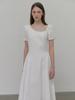 Etmont Texture Shirring Dress, White