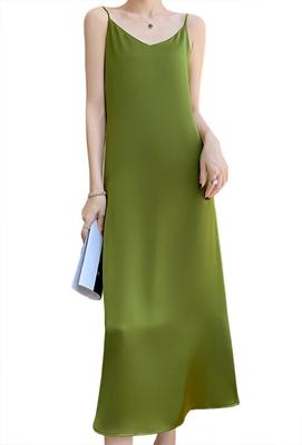 Syvent Smaragdgrüner Satin 17 Formell Einfarbig Club Reißverschluss Perfekt für und das Büro Kleid, Farben, Elegant, Glänzend, Kleid, Damen-, Farbe, Ärmellos,