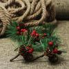 10PCS Artificial Flower Red Christmas Berry Pine Cone Holly Branches Decoration for Home Floral Decor Crafts