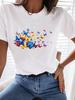 (Asian Size) Clothing Sweet Butterfly Trend Cute T Shirt Tee Top Women Fashion Female Woman Print  Short Sleeve Graphic T-shirts