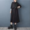 Long sleeve Plus size vintage Black new in dresses for women casual loose Spring autumn shirt dress