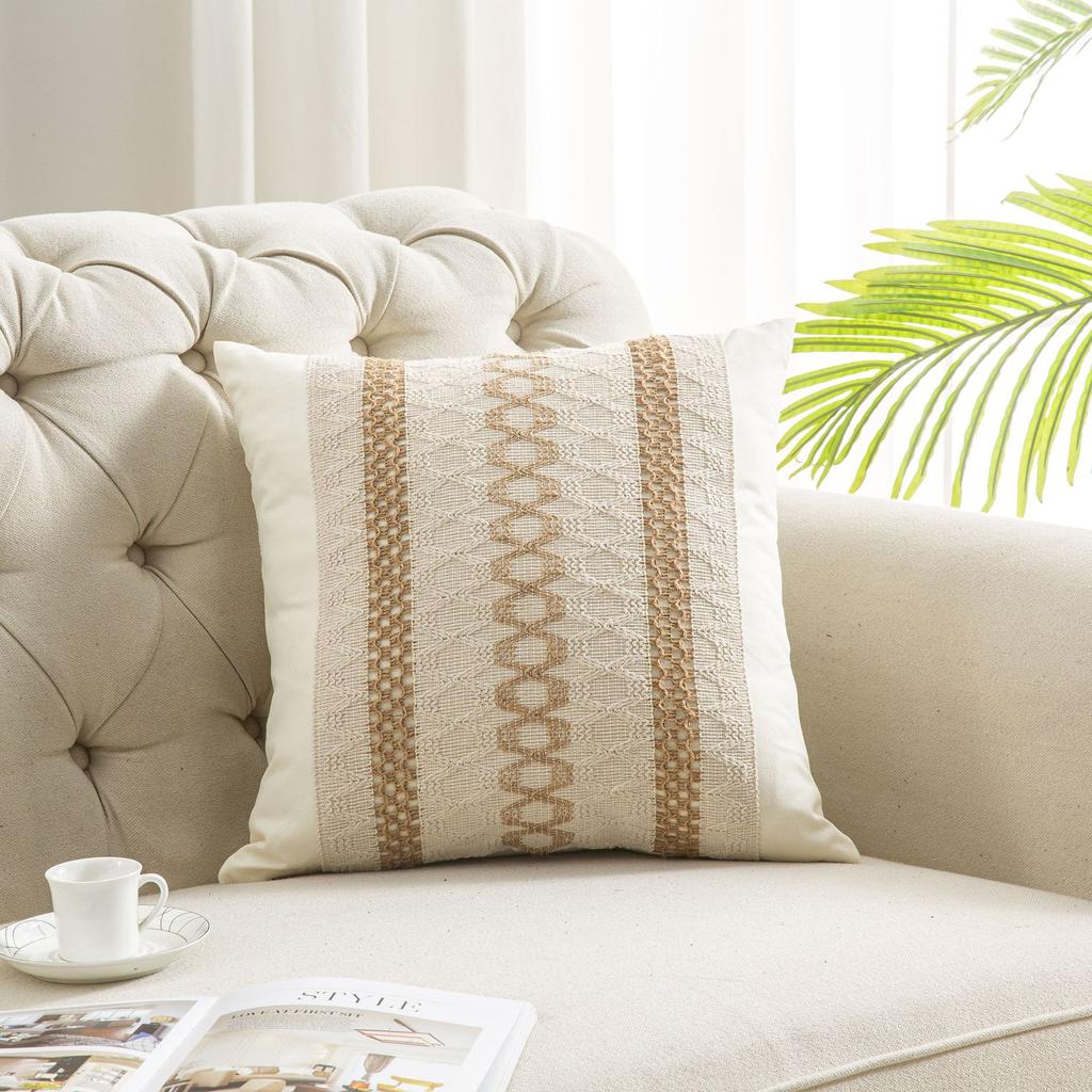 Böhmischer Kissenbezug aus Baumwolle und Leinen für Sofa, Büro, dekorative Überwurfkissenhülle, Lendenkissen, stilvolles, bequemes, einzigartiges Design