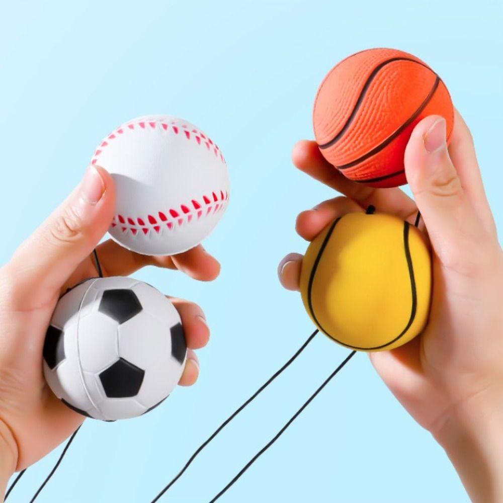 On String Elastic Bouncing Return Ball Hand Ball Game Boring Hand Rebound Ball Tennis Basketball Bouncy Ball With Elastic Strap