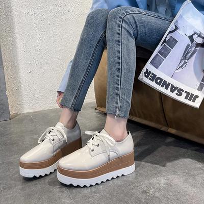 Fashion Plus Size Increase Height Women Shoes 2024 Spring and Autumn New European and American Round Toe Lace-up Fashion Platform Shoes