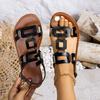 Women Sandals 2025 Summer New Comfortable Dress Shoes for Women Simple Open Toe Beach Flat Sandals Fashion Roman Flats Sandals