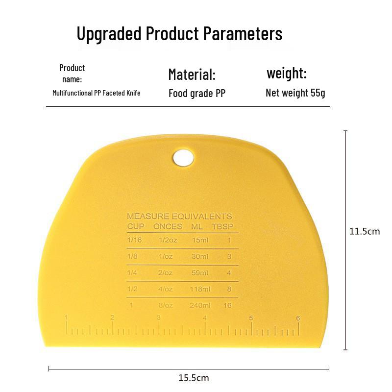 Food-Grade Semi-Circular PP Dough and Flour Scraper with Scale