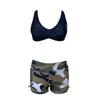 Cross-Border Women's Split Swimsuit: Sexy Solid Color Bikini with Camouflage Boxer Shorts
