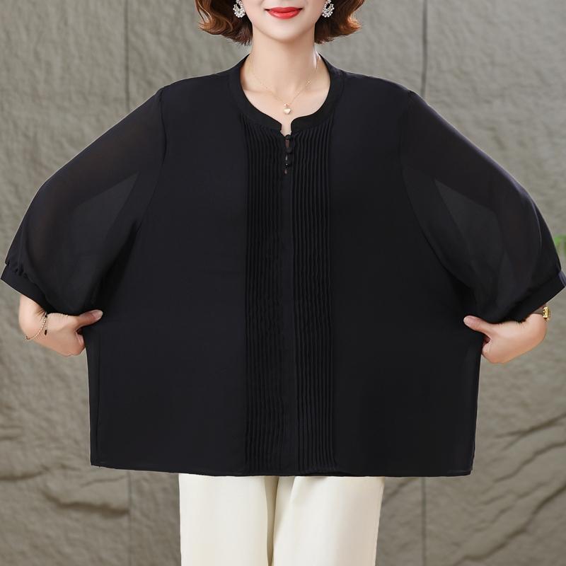 Women's Plus Size Burgundy Blouse, Casual 3/4 Sleeve Pleated Front Top (3XL-7XL)