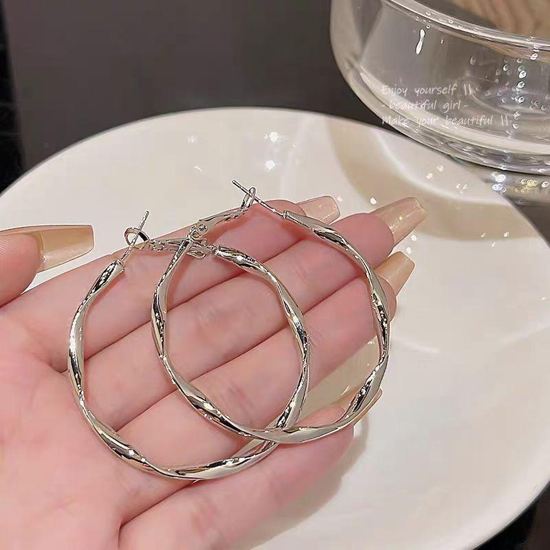 S111 silver needle cold wind light luxury high sense earrings ear buckle temperament geometric earrings female exaggerated Internet celebrity earrings