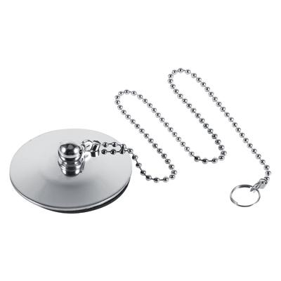 Chrome Kitchen Sink Bathroom Bathtub Drain Cover Stopper Solid Metal Waste Plug With Chain