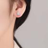 925 Sterling Silver Colored Ice Flower Cut Square Crystal Zircon Stud Earrings Birthday Party Anniversary Holiday Gift