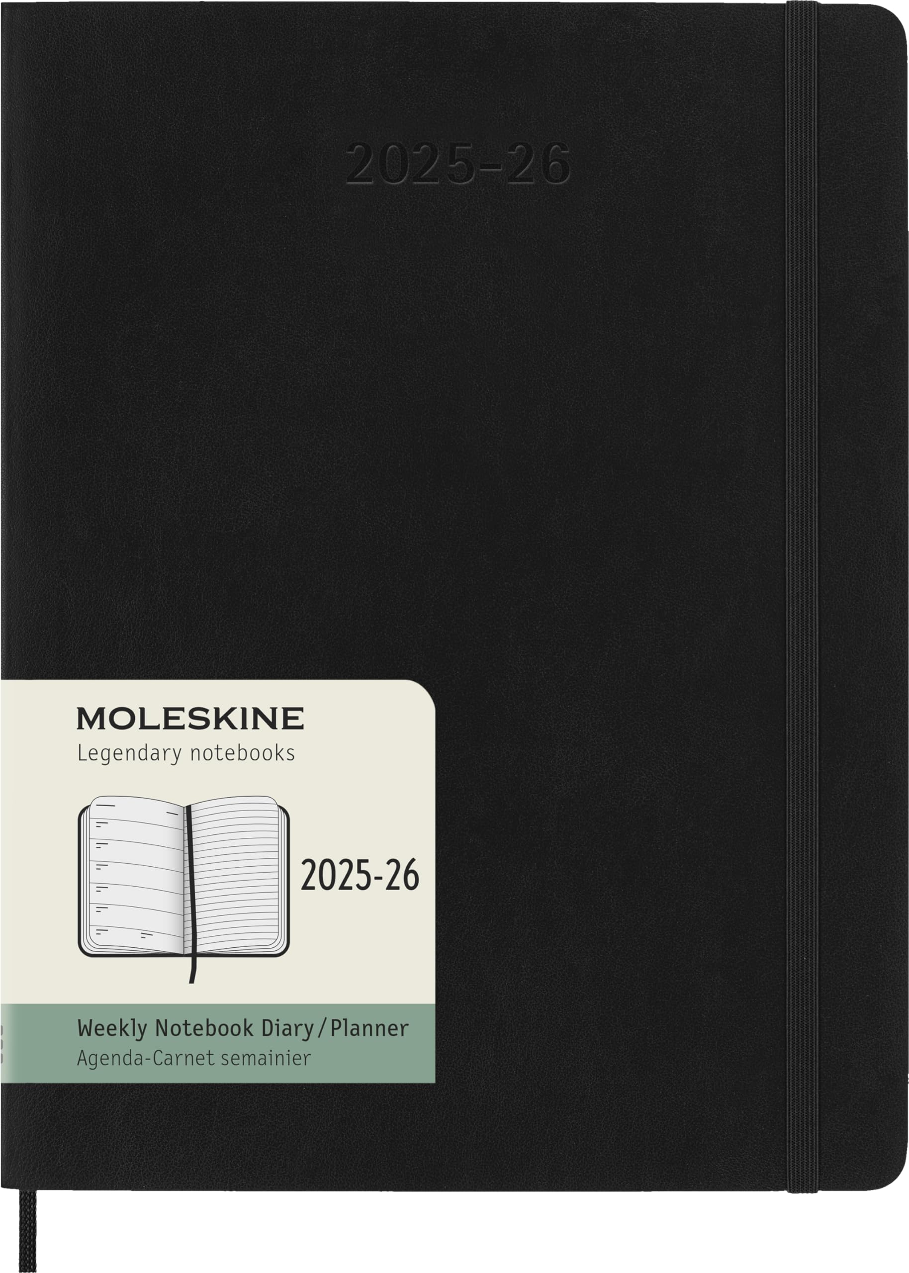 

Планировщик Moleskine 2025, начало с июля, 18-месячный ежедневник, твердый переплет, большой формат (13см Ш x 21см В), Черный, DHB18DC3Y26