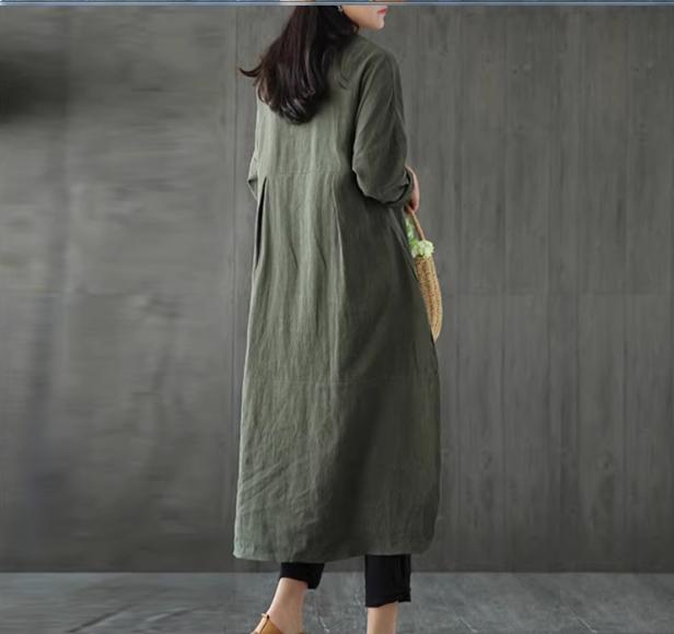 Spring Cotton And Linen Loose Fitting Slimming Dress For Women