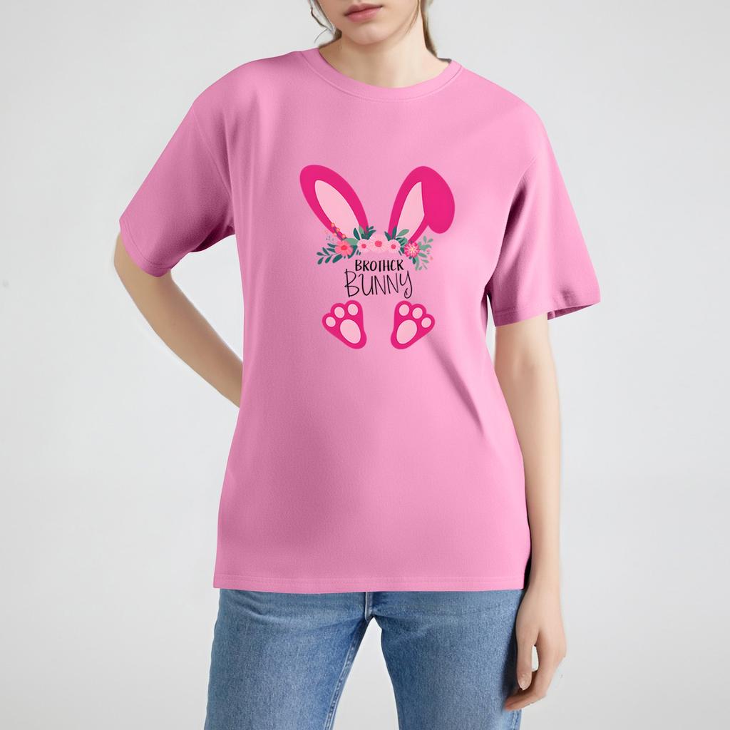 Women's Shirt Short Sleeve Easter Print T-shirt Loose Top