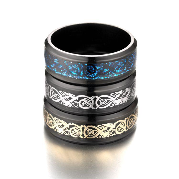 MAGIIE Anello Uomo In Acciaio Inossidabile Con Drago – Taglia 22 (19,8 Mm Diametro) – Colori Disponibili – Antiallergico