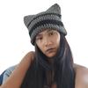 Fashion Beanie Hat for Women Girls Cat Ear Knit Hat Lovely Anime Skull Hat Y2K Moom Crochet Bonnet Hat Punk Headdress