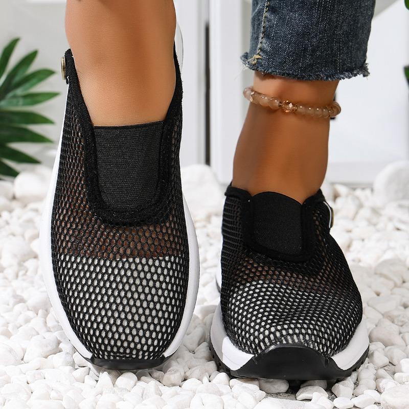 

Summer Women Slip-on Mesh Shoes Lightweight Breathable Casual Shoes Big Size 36-43 Outdoor Comforts Women Sneakers Zapatos Mujer 36 чёрный