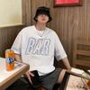 Men Short Sleeve T-Shirts Letter Graphic Print Half Sleeve Tshirts Pullover T-shirt Casual Tee Man Korean Casual Round Neck Retro Tops For