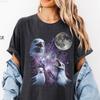 Three Seagull Retro Graphic T-Shirt, Vintage Bird Moon Tee, Unique Sea Bird Lover Gift. Funny Gull Shirt, Ocean Wildlife Graphic Tee