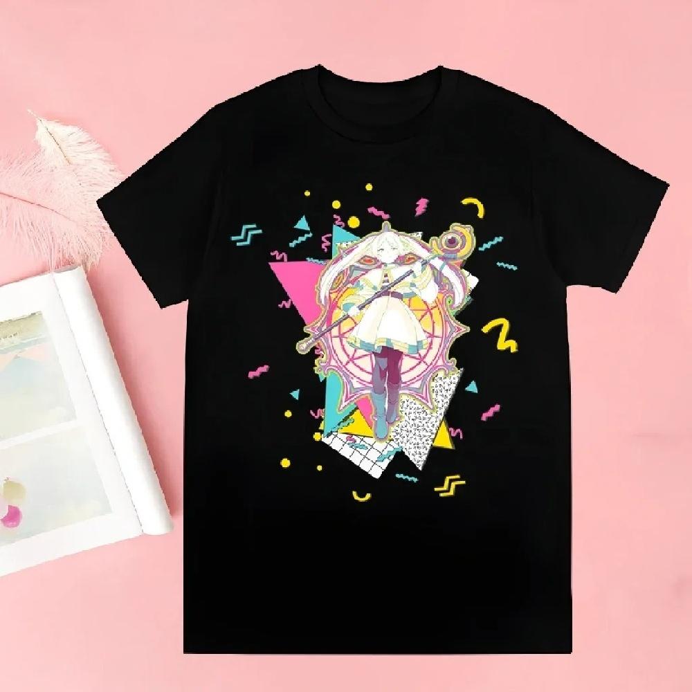 

Cartoon Frieren Printed Women T-shirt Beyond Journey s End Graphic Short Sleeve T Shirt Harajuku Japanese Anime Clothing Tops6 XXXXXL чорний