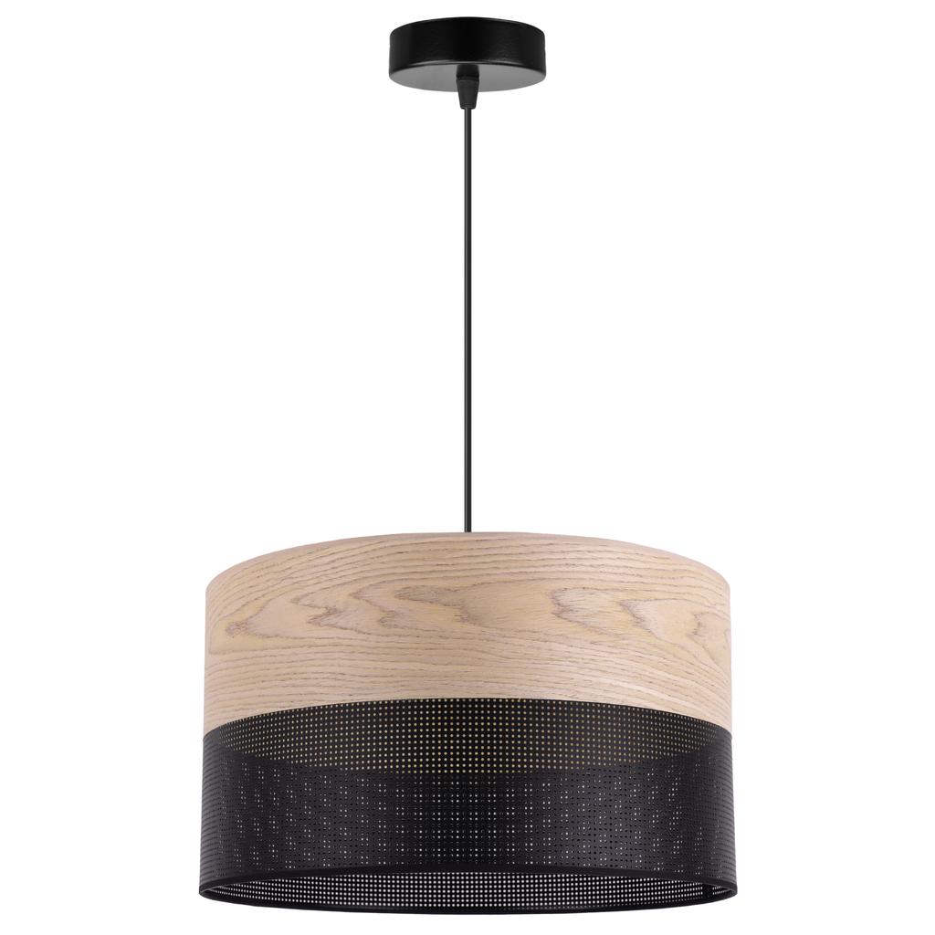 Single Hanging Lamp Classic Oak Veneer Lampshade 35Cm