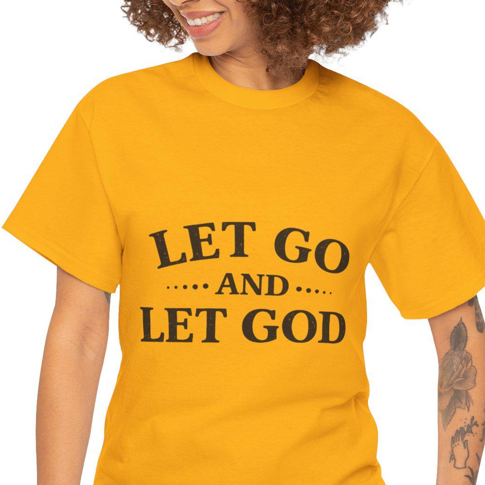 Let Go and Let God T-Shirt | Christian Faith Prayer Tee 4XL