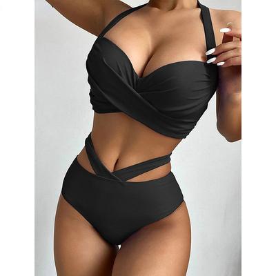 Riseado Push Up Bikini High Waist Swimsuits Twisted Swimwear Women  New Solid Biquini Halter Bathing Suit Cut Out Beach Wear