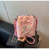Eco-friendly shopping bag cute cloth bag embroidered flower donut girl handbag oblique span tote bag