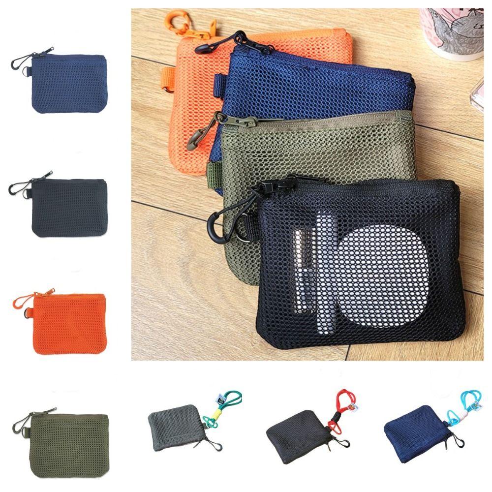 Candy Color Mini Coin Purse Large Capacity Visible Makeup Pouch Mesh Storage Bag Headphone Bag