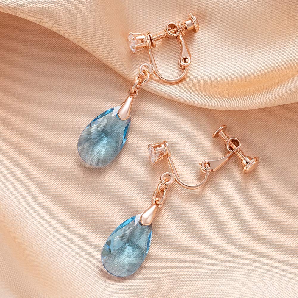 CHLOEOS Water Delicate Austrian 18k Hypoallergenic To Day Gift for Women's Earrings, Popular, Drop, Crystal, Gold, Adults, Cute, Swaying, Metal,