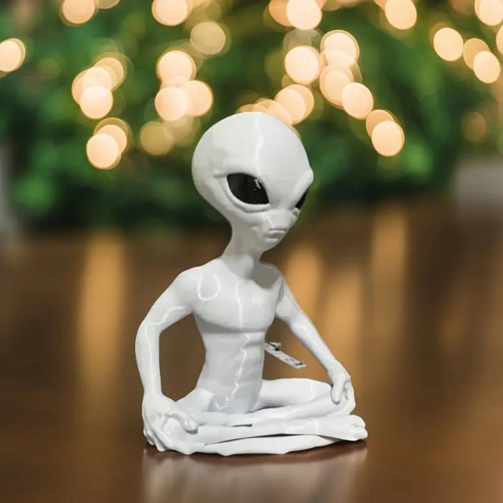 Meditation Alien Statue, 3D Printed Alien Yoga Meditation Ornament, Halloween Decoration Room Space Fun Stress Relief Decoration