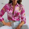 Women Shirt Lapel Long Sleeve Printing Shirt Tops Single Breasted Spring Autumn Commuter Style Blouse