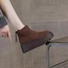 2024 Autumn/Winter Women's Thick-Soled Cow Suede Ankle Boots: Versatile, Height-Increasing, Warm Martin Style