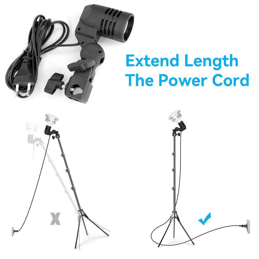 2PCS/1PC E27 Single Head Bulb Holder Socket Flash Umbrella Bracket Photo Lighting Bulb Holder For Photography Studio Accessories