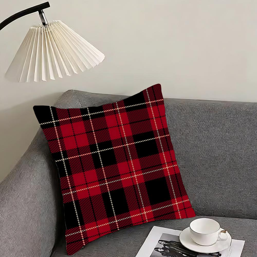 Plaid Luxury Cushion Cover Pillowcase Ultra Soft Skin Friendly Fabric Cloud Like Comfort  Concealed Zipper