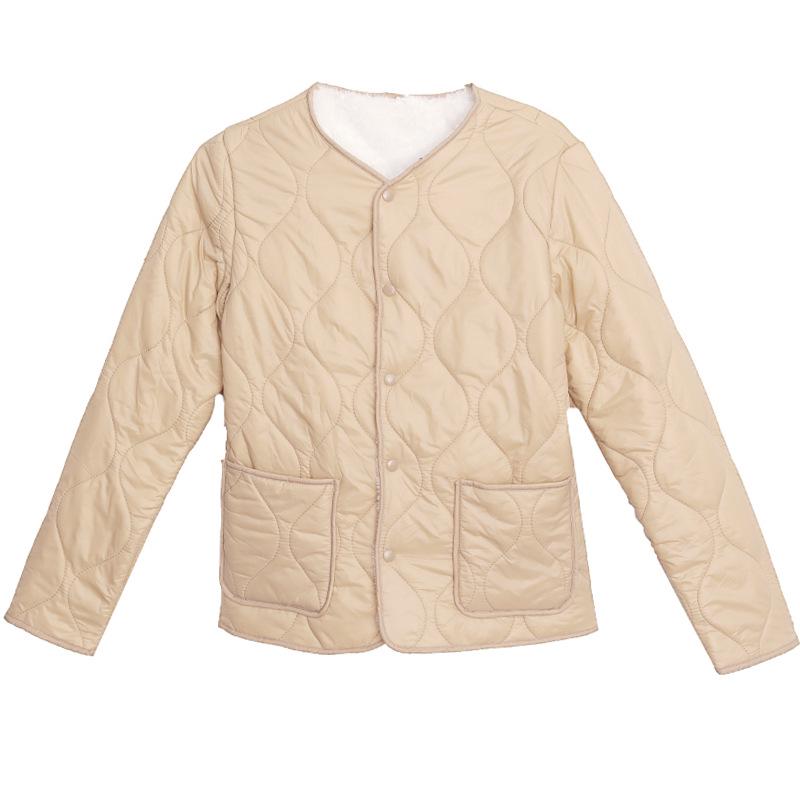 Women's Slim Fit Velvet Lined Cotton Jacket - Warm, Lightweight Inner Layer for Autumn and Winter